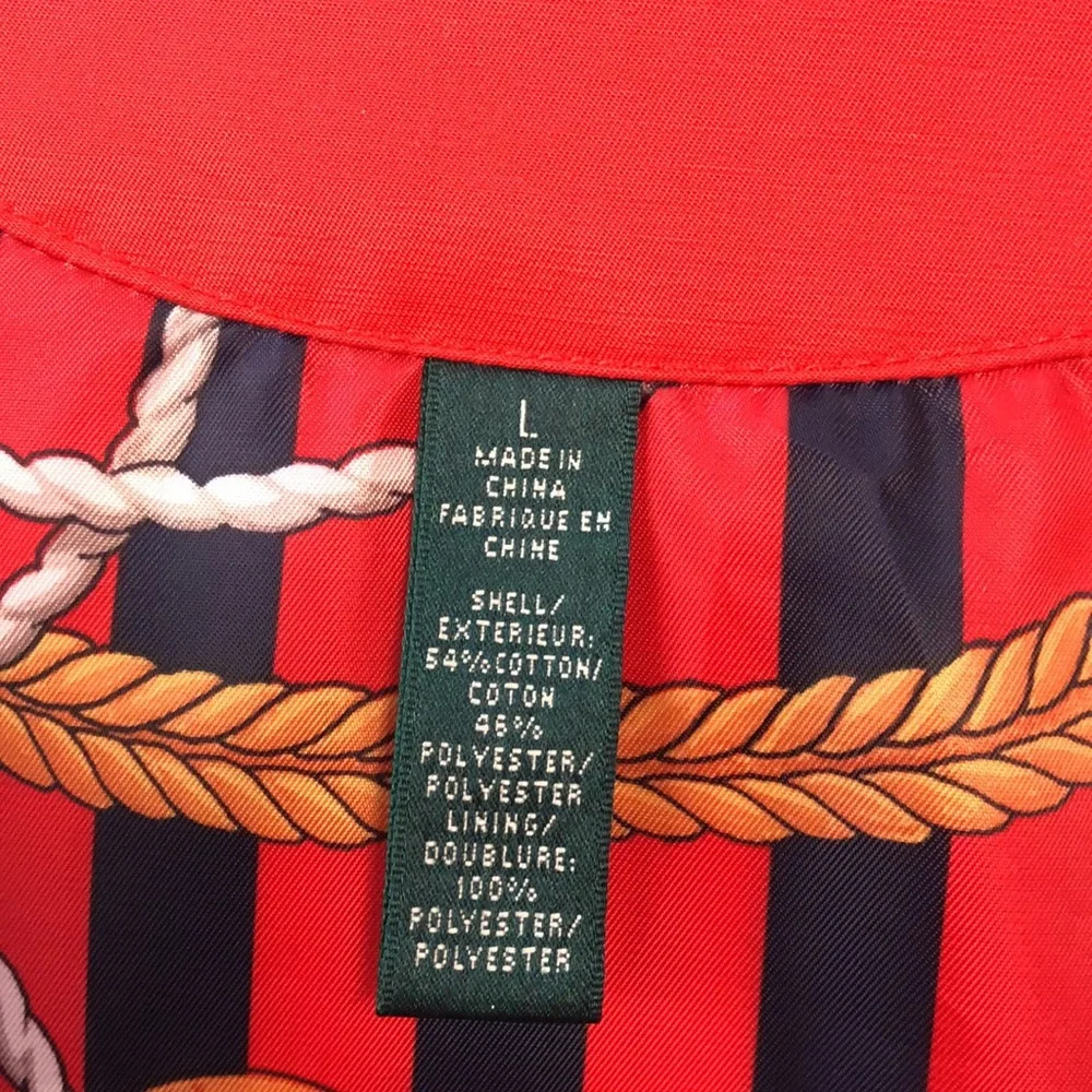 *Lauren -Ralph Lauren red hooded jacket with scarf print lining- pockets - Picture 13 of 13